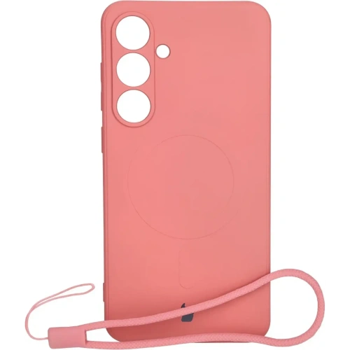 Silikonowe etui z pierścieniem magnetycznym Bizon Case Silicone Magnetic Sq do Samsung Galaxy S24 FE brudnoróżowe