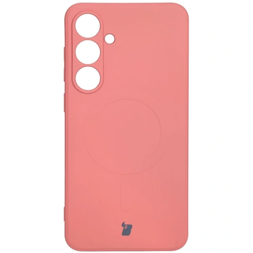Silikonowe etui z pierścieniem magnetycznym Bizon Case Silicone Magnetic Sq do Samsung Galaxy S24 FE brudnoróżowe
