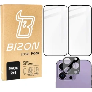 Hurtownia GSM - Bizon Edge 2x sticlă temperată cu cadru + sticlă pentru cameră Apple iPhone 16 Pro Max - BIZ6544 - {ean13} - Hurt