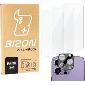 Hurtownia GSM - BIZON Clear 3x sticlă pentru ecran + sticlă pentru cameră Apple iPhone 16 Pro Max - BIZ6548 - {ean13} - Hurt