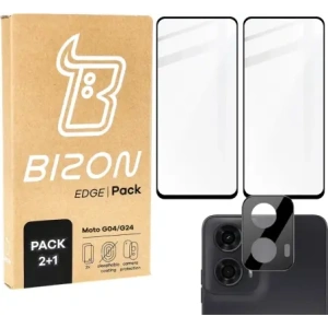 Hurtownia GSM - 2x Temperované sklo na displej s rámečkem + sklo na fotoaparát Bizon Edge pro Motorola Moto G04/G24 - BIZ6551 - {ean13} - Hurt