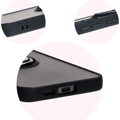 Etui z uchwytem na palec Bizon Case Hybrid Ring do Samsung Galaxy S24 FE przydymione z czarną ramką