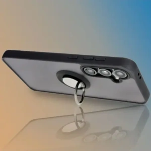 Bizon Case Hybrid Ring Samsung Galaxy S24 FE füstös fekete kerettel