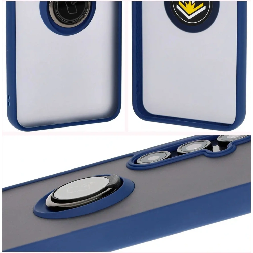 Hurtownia GSM - Bizon Case Hybrid Ring Samsung Galaxy S24 FE rauchig mit einem navyblauen Rahmen - BIZ6553 - {ean13} - Hurt