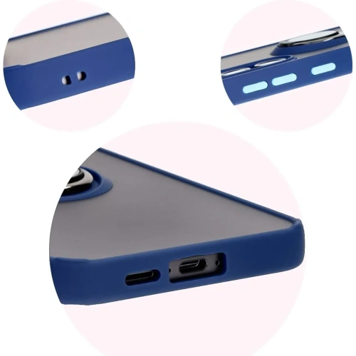 Etui z uchwytem na palec Bizon Case Hybrid Ring do Samsung Galaxy S24 FE przydymione z granatową ramką