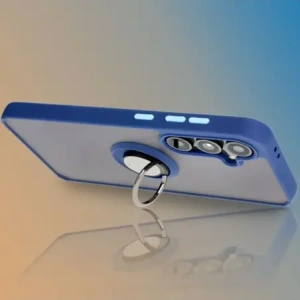 Bizon Case Hybrid Ring Samsung Galaxy S24 FE füstös színű, tengerészkék kerettel