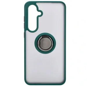 Hurtownia GSM - Etui s úchytem na palec Bizon Case Hybrid Ring do Samsung Galaxy S24 FE kouřové s tmavě zeleným rámečkem - BIZ6554 - {ean13} - Hurt