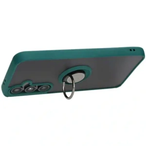 Hurtownia GSM - Etui z uchwytem na palec Bizon Case Hybrid Ring do Samsung Galaxy S24 FE przydymione z ciemnozieloną ramką - BIZ6554 - {ean13} - Hurt