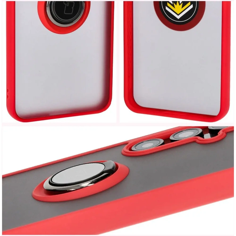 Hurtownia GSM - Bizon Case Hybrid Ring Samsung Galaxy S24 FE rauchig mit einem roten Rahmen - BIZ6555 - {ean13} - Hurt