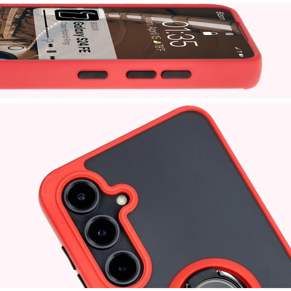 Hurtownia GSM - Bizon Case Hybrid Ring Samsung Galaxy S24 FE rauchig mit einem roten Rahmen - BIZ6555 - {ean13} - Hurt