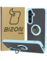 Etui z uchwytem na palec Bizon Case Hybrid Ring do Samsung Galaxy S24 FE przydymione z jasnoniebieską ramką