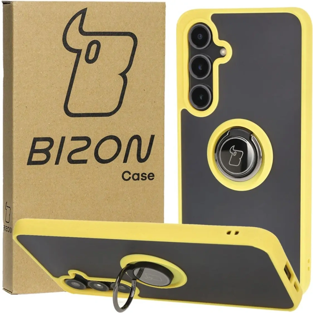 Hurtownia GSM - Bizon Case Hybrid Ring Samsung Galaxy S24 FE rauchig mit einem gelben Rahmen - BIZ6557 - {ean13} - Hurt