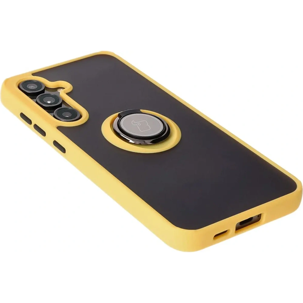 Wholesale Bizon Case Hybrid Ring Samsung Galaxy S24 FE smoky with a yellow frame - BIZ6557 - {ean13} - Hurt
