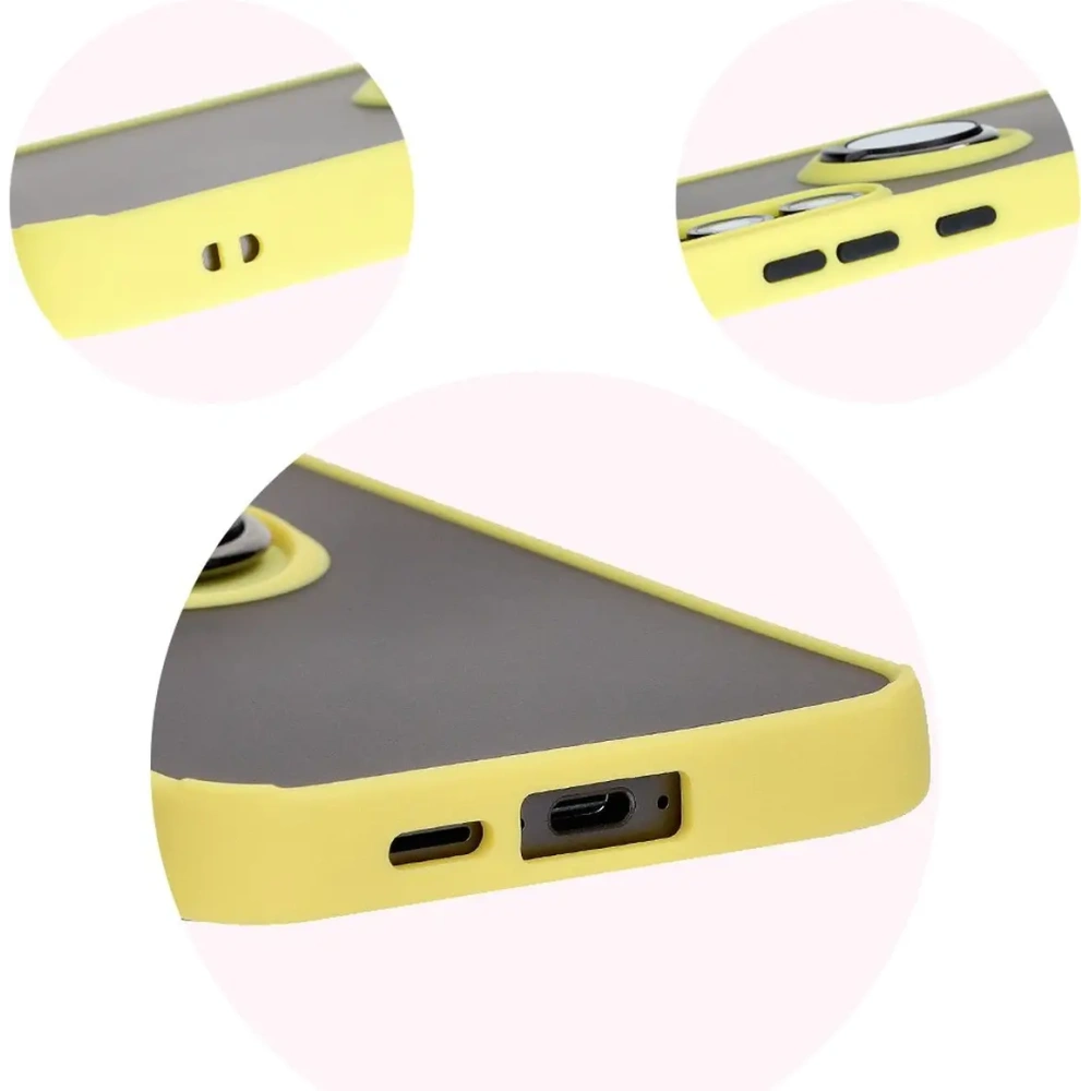 Hurtownia GSM - Bizon Case Hybrid Ring Samsung Galaxy S24 FE fumuriu cu un cadru galben - BIZ6557 - {ean13} - Hurt