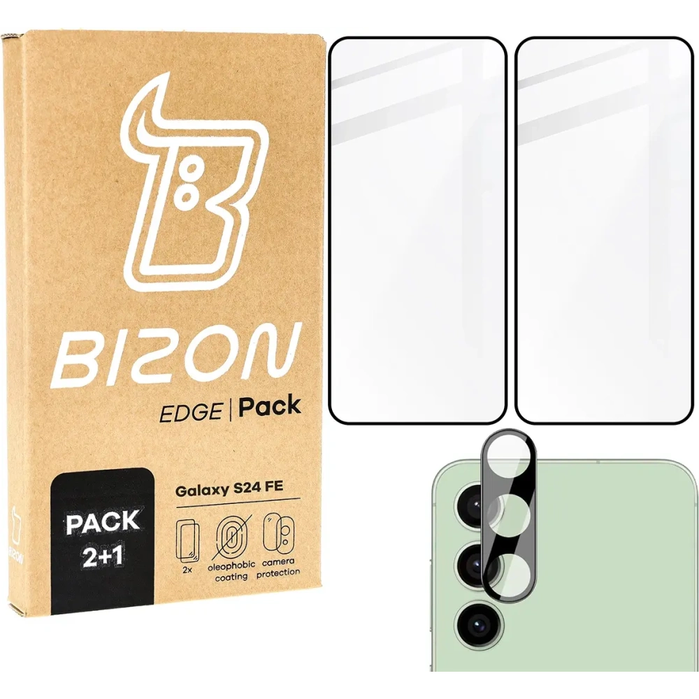 Hurtownia GSM - Bizon Edge 2x gehärtetes Glas mit Rahmen + Kameraglas Samsung Galaxy S24 FE - BIZ6558 - {ean13} - Hurt