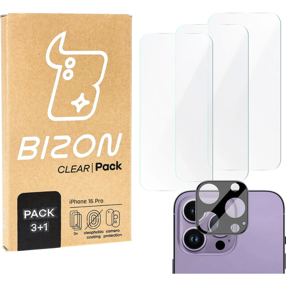 Hurtownia GSM - Bizon Clear 3x képernyőüveg + kameraüveg Apple iPhone 16 Pro - BIZ6567 - {ean13} - Hurt
