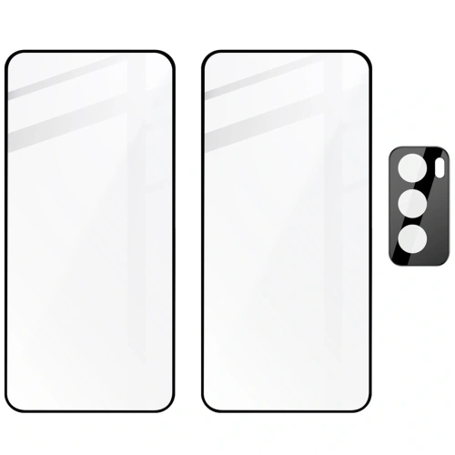 2x Szkło hartowane na ekran z ramką + szkło na aparat Bizon Edge 3D Pack do Oppo Reno 12