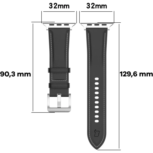 Skórzany pasek Bizon Strap Watch Casual do Apple Watch 38/40/41mm/S10 42mm czarny