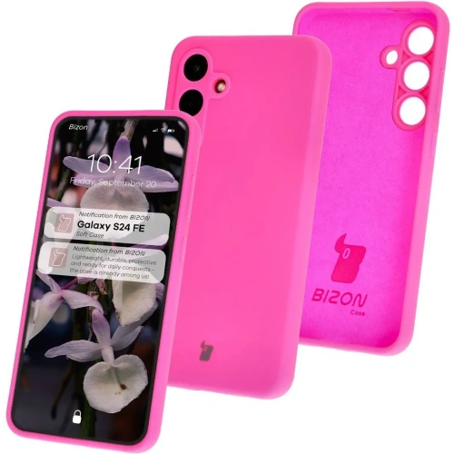 Silikonowe etui Bizon Soft Case do Samsung Galaxy S24 FE neonowo-różowe