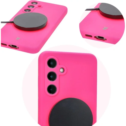 Silikonowe etui Bizon Soft Case do Samsung Galaxy S24 FE neonowo-różowe
