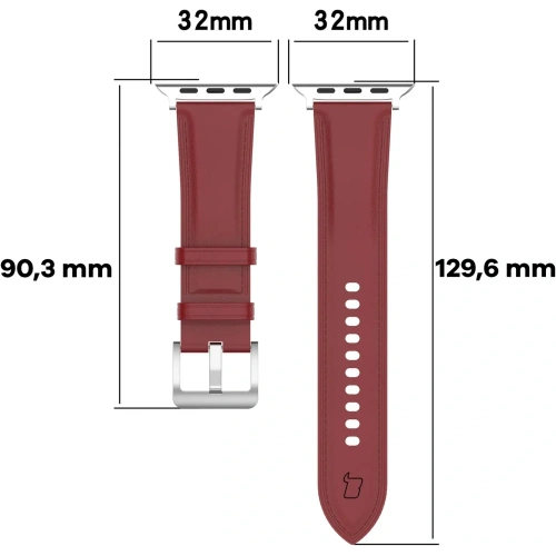 Skórzany pasek Bizon Strap Watch Casual do Apple Watch 38/40/41mm/S10 42mm czerwony