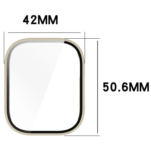 Etui ze szkłem do zegarka Bizon Case+Glass Watch do Xiaomi Redmi Watch 5 Lite beżowe