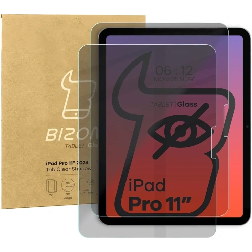 Prywatyzujące szkło hartowane Bizon Glass Tab Clear Shadow do iPad Pro 11 2024 [2 PACK]