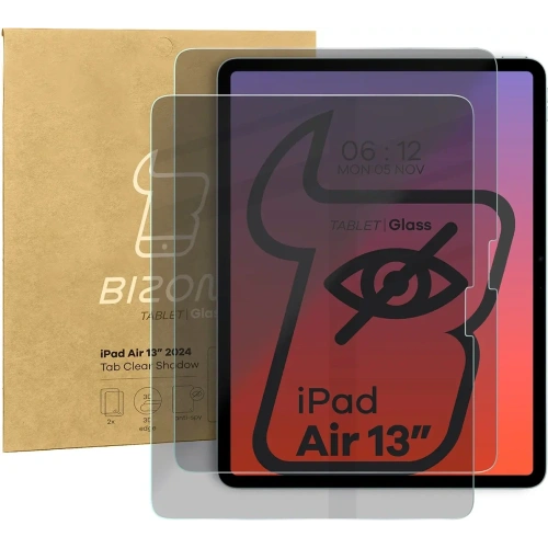 Prywatyzujące szkło hartowane Bizon Glass Tab Clear Shadow do iPad Air 13" M2 2024 [2 PACK]