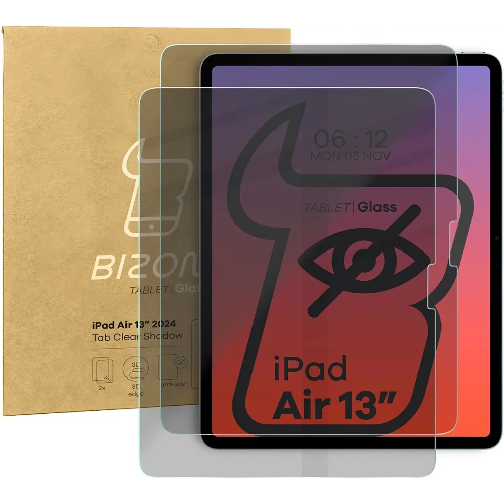 Hurtownia GSM - Prywatizující tvrzené sklo Bizon Glass Tab Clear Shadow pro iPad Air 13" M2 2024 [2 PACK] - BIZ6659 - {ean13} - Hurt