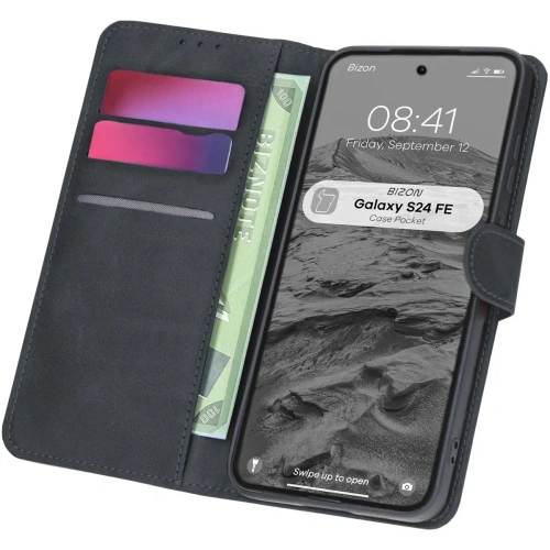 Etui z klapką Bizon Case Pocket do Samsung Galaxy S24 FE czarne