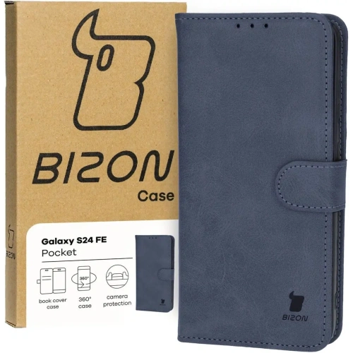 Etui z klapką Bizon Case Pocket do Samsung Galaxy S24 FE granatowe