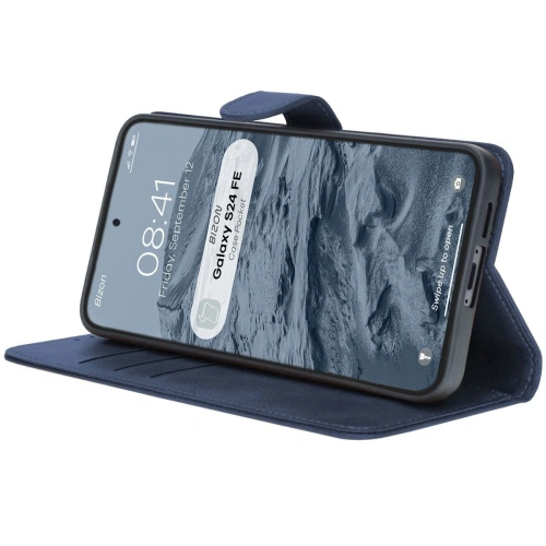 Etui z klapką Bizon Case Pocket do Samsung Galaxy S24 FE granatowe