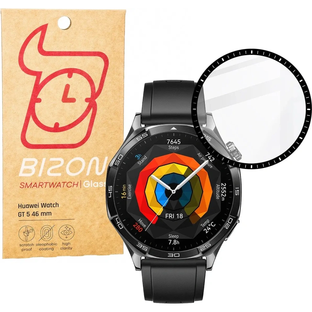Wholesale Bizon Glass Watch Edge Hybrid Huawei Watch GT 5 46 mm black - BIZ6664 - {ean13} - Hurt