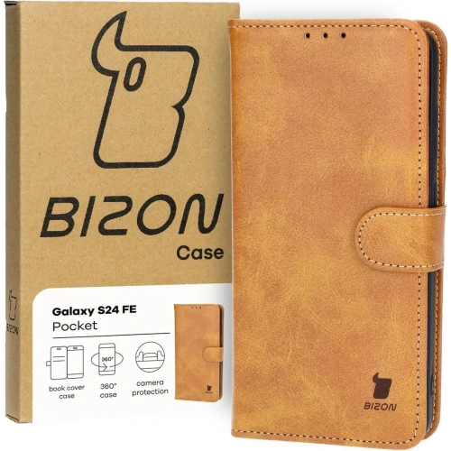 Etui z klapką Bizon Case Pocket do Samsung Galaxy S24 FE brązowe
