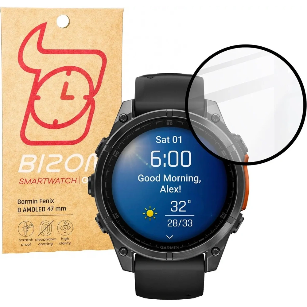 Hurtownia GSM - Szkło hybrydowe Bizon Glass Watch Edge Hybrid do Garmin Fenix 8 AMOLED 47 mm czarne - BIZ6666 - {ean13} - Hurt