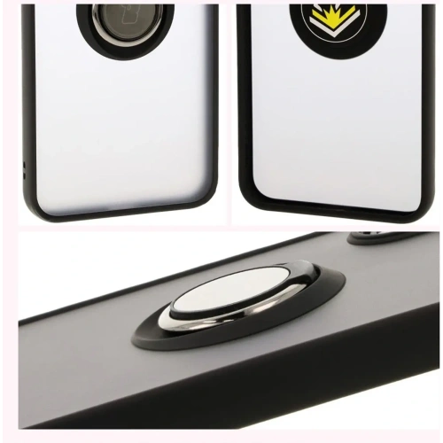 Etui z uchwytem na palec Bizon Case Hybrid Ring do Samsung Galaxy A16 4G/5G przydymione z czarną ramką