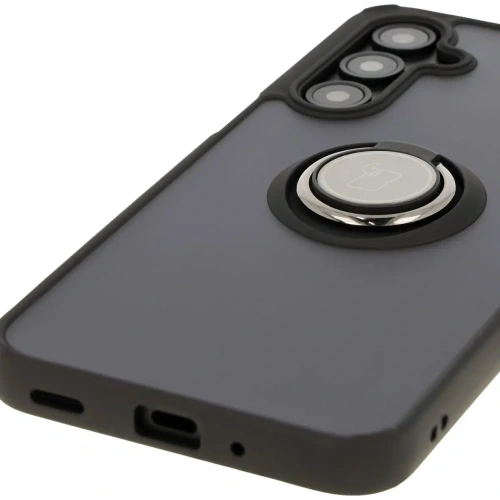 Etui z uchwytem na palec Bizon Case Hybrid Ring do Samsung Galaxy A16 4G/5G przydymione z czarną ramką
