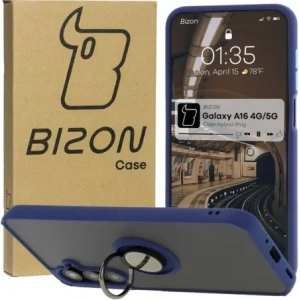 Wholesale Bizon Case Hybrid Ring Samsung Galaxy A16 4G/5G smoky with a navy blue frame - BIZ6675 - {ean13} - Hurt
