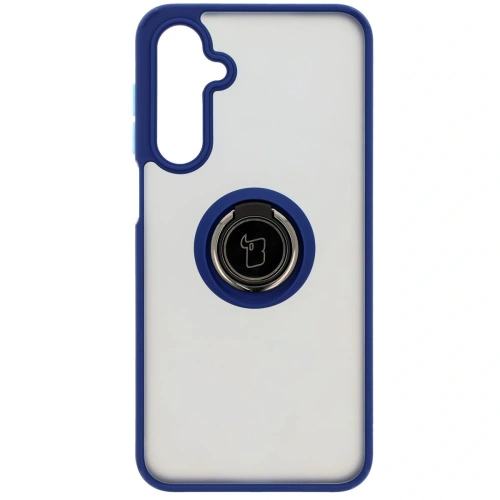 Etui z uchwytem na palec Bizon Case Hybrid Ring do Samsung Galaxy A16 4G/5G przydymione z granatową ramką