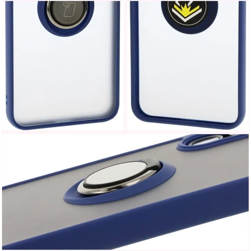 Etui z uchwytem na palec Bizon Case Hybrid Ring do Samsung Galaxy A16 4G/5G przydymione z granatową ramką