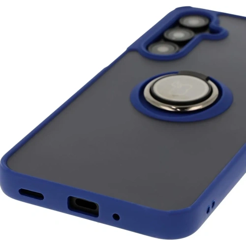 Etui z uchwytem na palec Bizon Case Hybrid Ring do Samsung Galaxy A16 4G/5G przydymione z granatową ramką