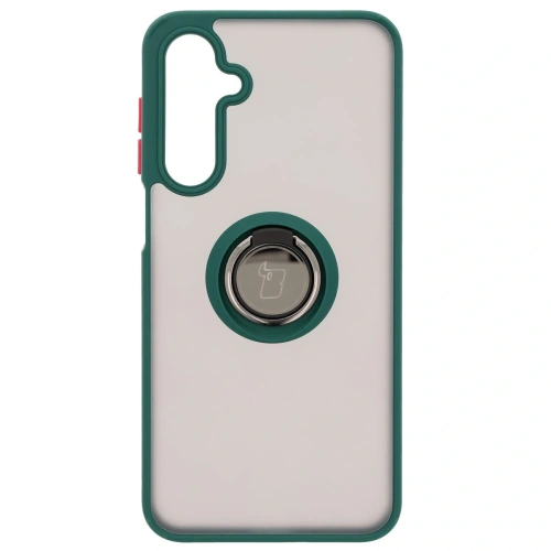 Etui z uchwytem na palec Bizon Case Hybrid Ring do Samsung Galaxy A16 4G/5G przydymione z ciemnozieloną ramką