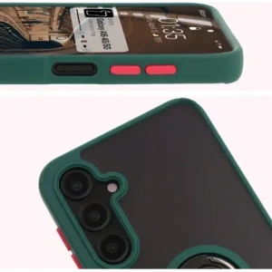Hurtownia GSM - Etui z uchwytem na palec Bizon Case Hybrid Ring do Samsung Galaxy A16 4G/5G przydymione z ciemnozieloną ramką - BIZ6676 - {ean13} - Hurt