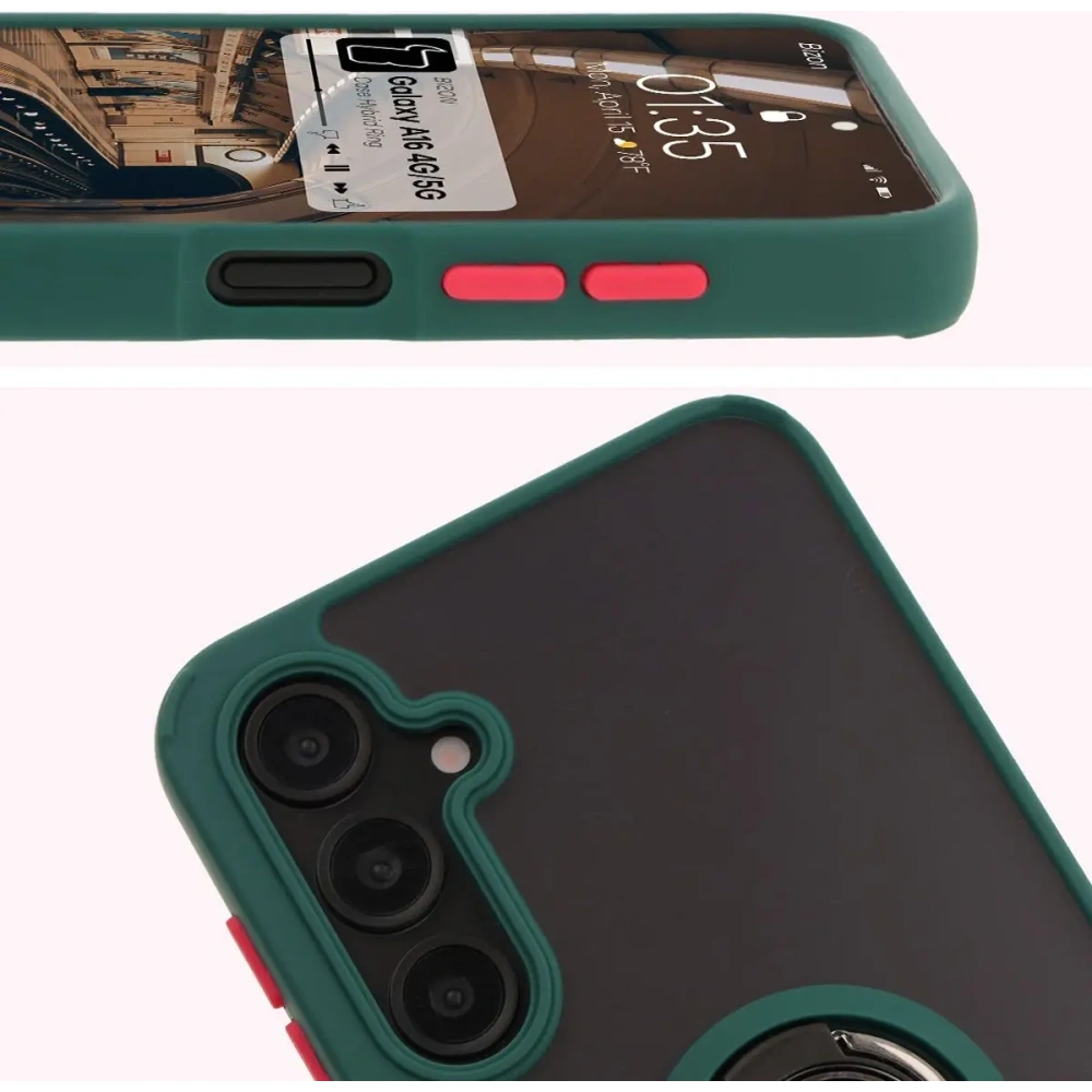 Wholesale Bizon Case Hybrid Ring Samsung Galaxy A16 4G/5G smoky with a dark green frame - BIZ6676 - {ean13} - Hurt