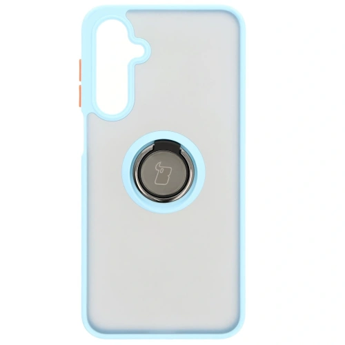 Etui z uchwytem na palec Bizon Case Hybrid Ring do Samsung Galaxy A16 4G/5G przydymione z jasnoniebieską ramką