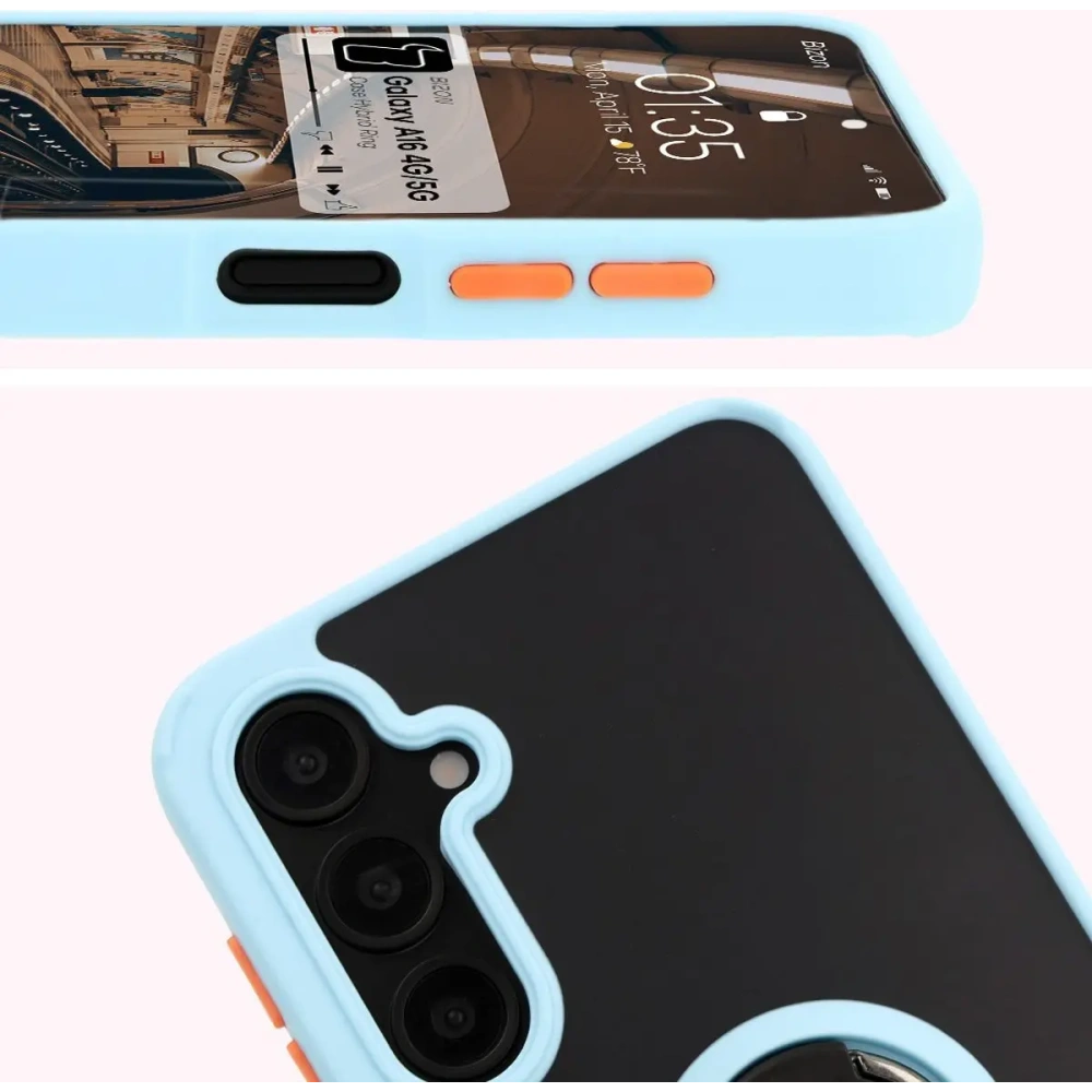 Wholesale Bizon Case Hybrid Ring Samsung Galaxy A16 4G/5G smoky with a light blue frame - BIZ6678 - {ean13} - Hurt