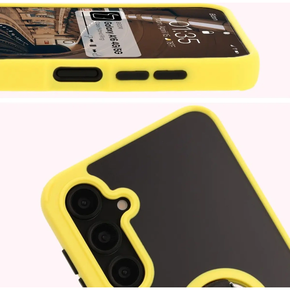 Hurtownia GSM - Bizon Case Hybrid Ring Samsung Galaxy A16 4G/5G fumuriu cu un cadru galben - BIZ6679 - {ean13} - Hurt