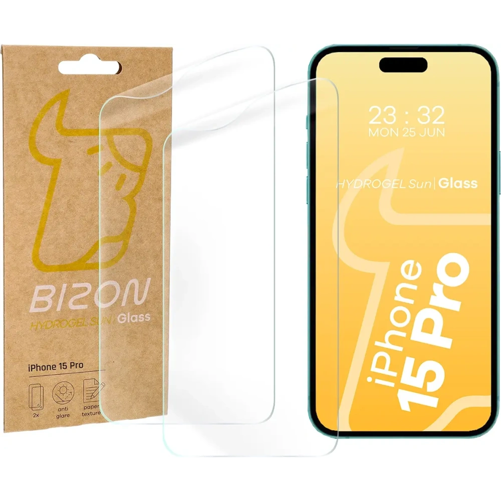 Wholesale Bizon Glass Hydrogel Sun Apple iPhone 15 Pro [2 PACK] - BIZ6683 - {ean13} - Hurt
