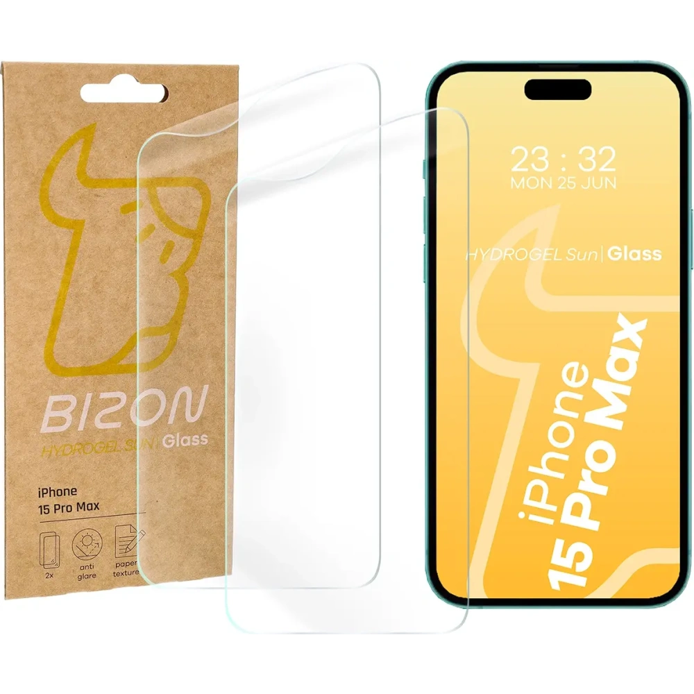 Hurtownia GSM - Folia matowa Bizon Glass Hydrogel Sun do Apple iPhone 15 Pro Max [2 PACK] - BIZ6687 - {ean13} - Hurt