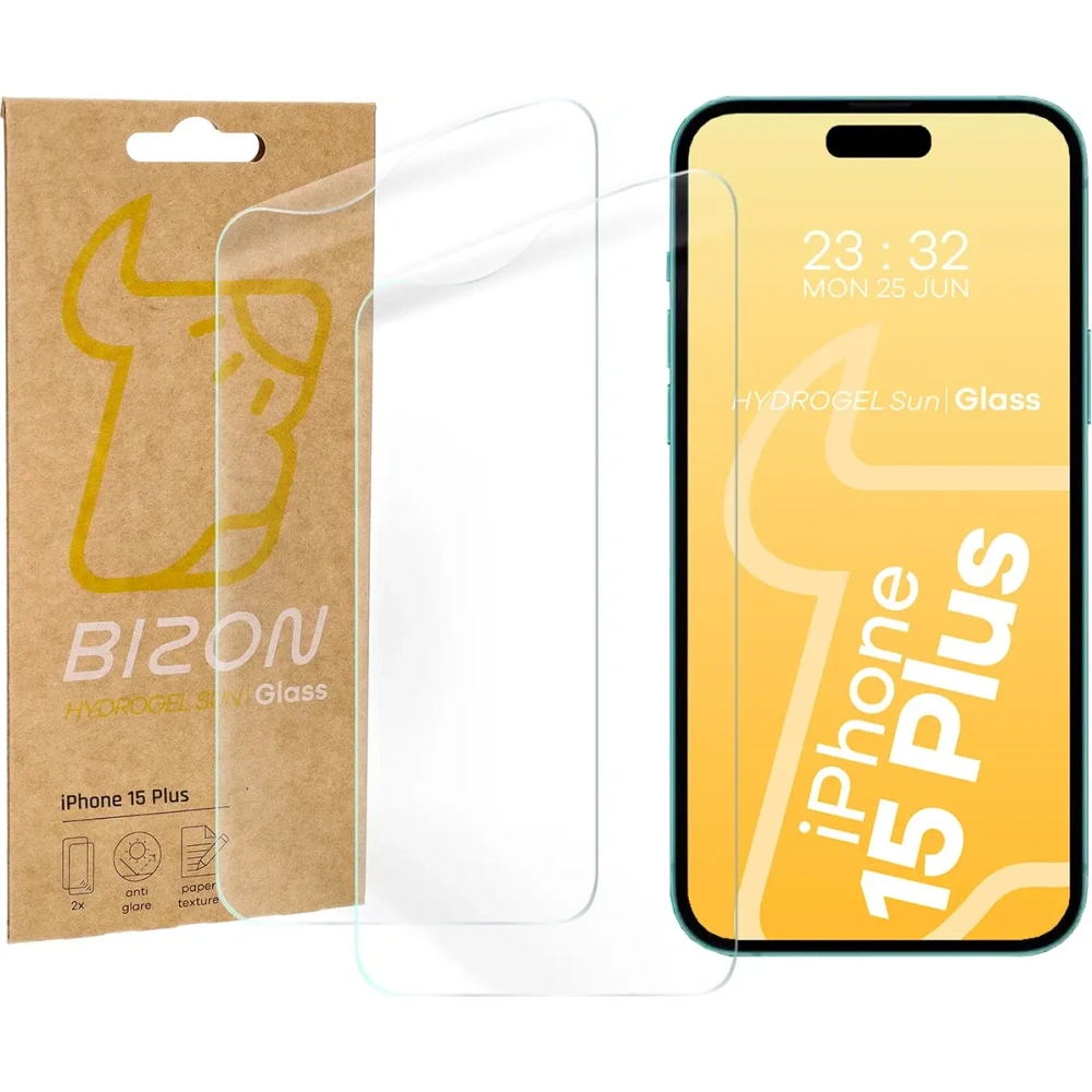 Hurtownia GSM - Bizon Glass Hydrogel Soare Apple iPhone 15 Plus [2 PACHET] - BIZ6695 - {ean13} - Hurt